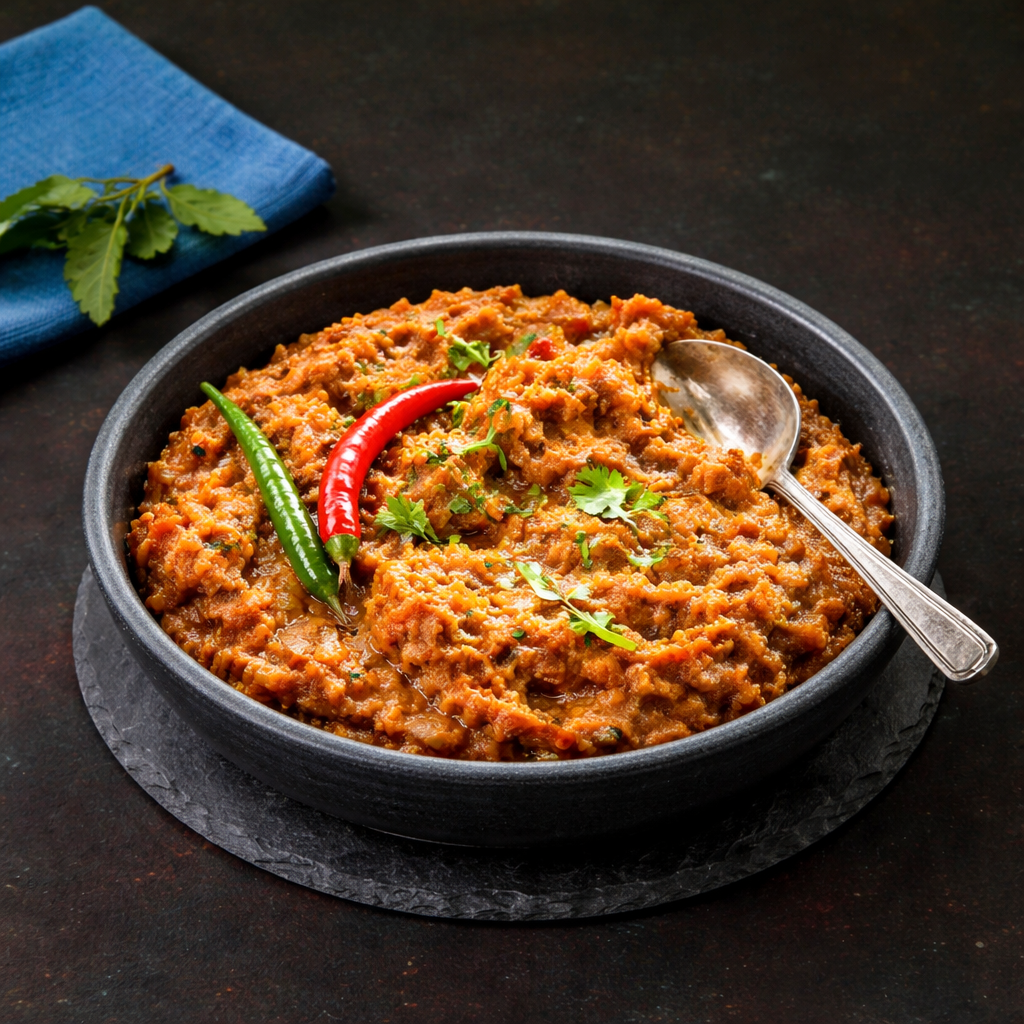 BAINGAN BHARTA (Fire Roasted Mashed Eggplant)